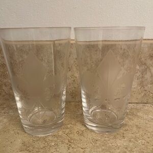 Etched Glass Tumbler Set Fleur-de-lis